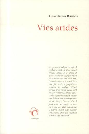 Couverture du livre « Vies arides » de Graciliano Ramos aux éditions Editions Chandeigne&lima