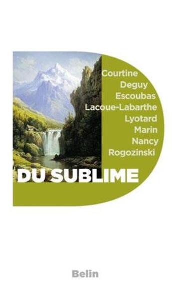 Couverture du livre « Du sublime » de  aux éditions Belin