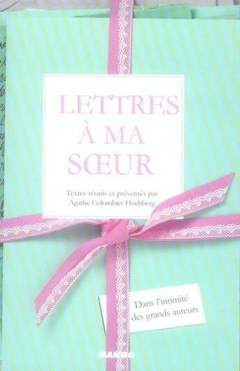 Couverture du livre « Lettres à ma soeur » de Agathe Hochberg aux éditions Mango