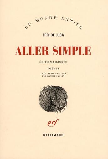 Couverture du livre « Aller simple » de Erri De Luca aux éditions Gallimard