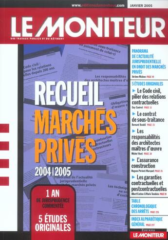 Couverture du livre « Recueil marches prives 2004/2005 » de Bernard Boubli aux éditions Le Moniteur