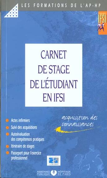 Couverture du livre « Carnet de stage de l etudiant en ifsi » de  aux éditions Lamarre