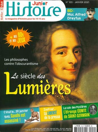 Couverture du livre « Histoire junior n 103 - le siecle des lumieres - janvier 2021 » de  aux éditions Histoire Junior