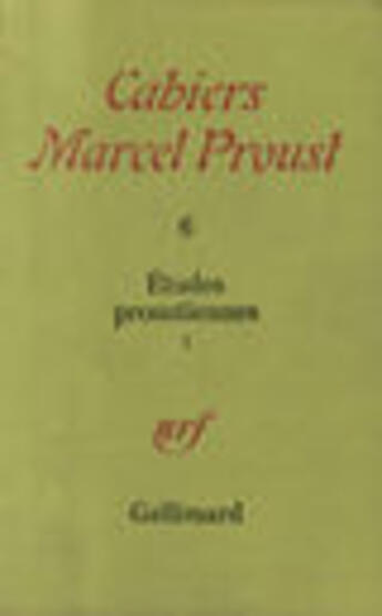 Couverture du livre « Etudes proustiennes » de Collectif Gallimard aux éditions Gallimard (patrimoine Numerise)