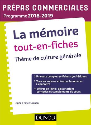 Couverture du livre « Thème de culture générale ; prépas commerciale ; tout en fiches (édition 2018/2019) » de Lahsen Abdelmalki aux éditions Dunod