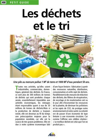 Couverture du livre « Les déchets et le tri » de  aux éditions Aedis