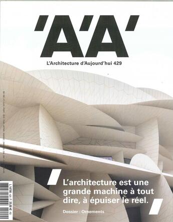 Couverture du livre « L'architecture d'aujourd'hui n 429 ornements, icones et symboles - mars 2019 » de  aux éditions Archipress