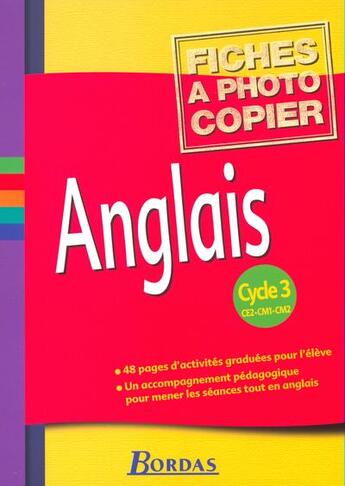 Couverture du livre « Anglais ; cycle 3 ; fichier photocopiable » de Kervran/Delaume aux éditions Bordas