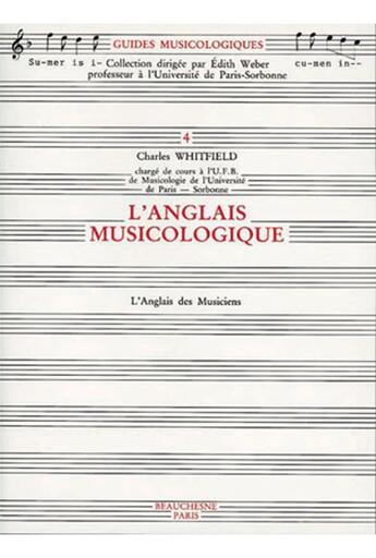 Couverture du livre « L'anglais musicologique » de Charles Whitfield aux éditions Beauchesne