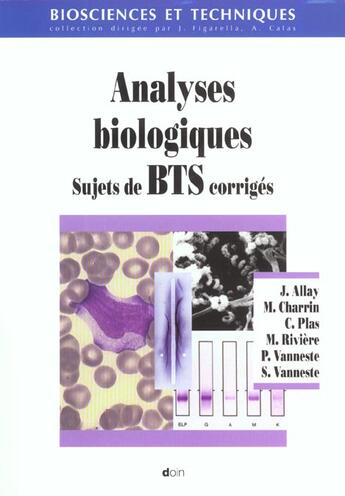 Couverture du livre « Analyses biologiques - sujets de bts corriges » de Plas Ch aux éditions Doin