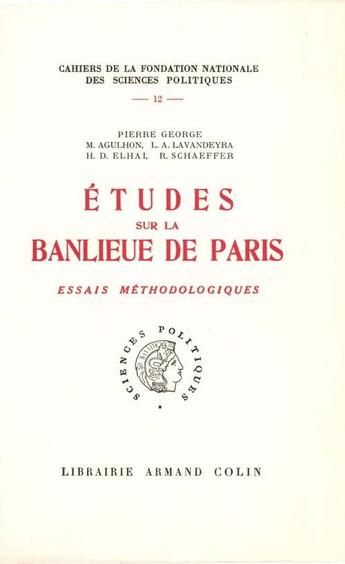 Couverture du livre « Études sur la banlieue de Paris » de  aux éditions Presses De Sciences Po