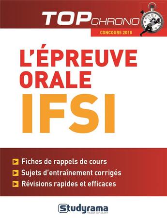 Couverture du livre « L'épreuve orale IFSI (concours 2018) » de Badia Jabrane aux éditions Studyrama