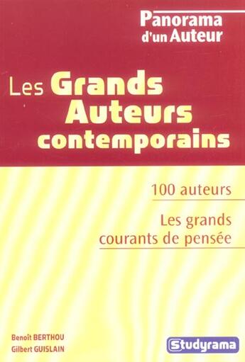 Couverture du livre « Les grands auteurs contemporains » de Benoit Berthou aux éditions Studyrama