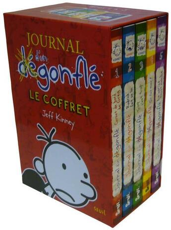 Couverture du livre « Journal d'un dégonflé ; COFFRET VOL.1 ; T.1 A T.5 » de Jeff Kinney aux éditions Seuil Jeunesse