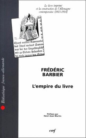 Couverture du livre « L'empire du livre » de Barbier F aux éditions Cerf