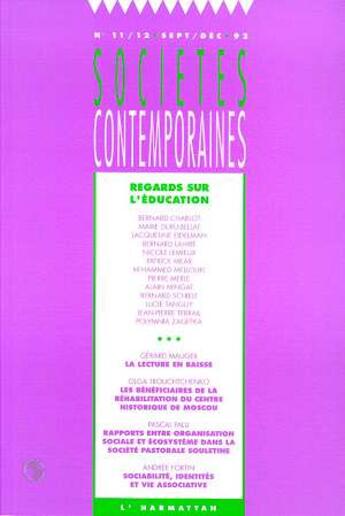 Couverture du livre « Regards sur l'education - vol11 - n 11-12 » de  aux éditions L'harmattan