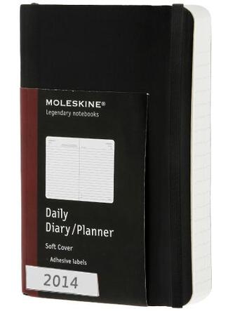 Couverture du livre « Agenda journalier 2014 poche noir couverture souple » de Moleskine aux éditions Moleskine Papet