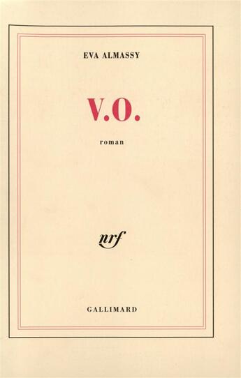 Couverture du livre « V.o. » de Almassy Eva aux éditions Gallimard