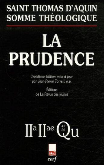 Couverture du livre « La prudence » de Torrell J P aux éditions Cerf