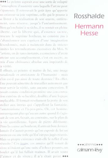 Couverture du livre « Rosshalde » de Hesse-H aux éditions Calmann-levy