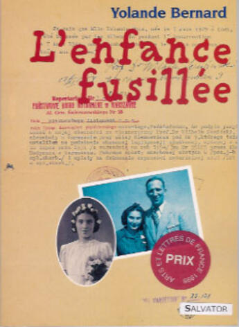 Couverture du livre « Enfance fusillée » de Yolande Bernard aux éditions Salvator