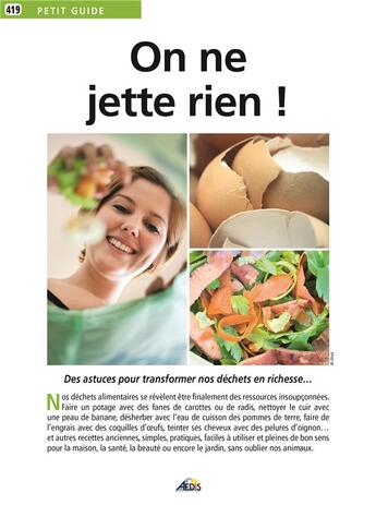 Couverture du livre « On ne jette rien ! » de  aux éditions Aedis