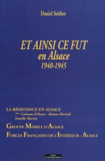 Couverture du livre « Et ainsi ce fut » de  aux éditions Do Bentzinger