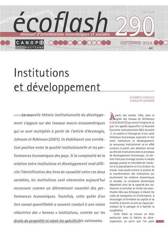 Couverture du livre « Ecoflash 290 : Institutions Et Developpement » de Cudeville Guenard aux éditions Canope Cndp