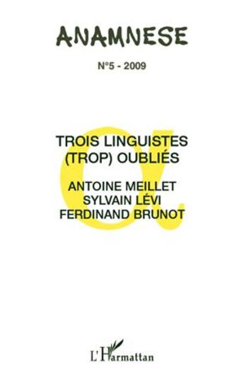 Couverture du livre « Trois linguistes (trop) oubliés ; Antoine Meillet, Sylvain Lévi, Ferdinand Brunot » de  aux éditions L'harmattan