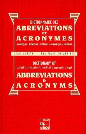 Couverture du livre « Dict. abreviations & acronymes (2[ed) » de Murith aux éditions Tec Et Doc