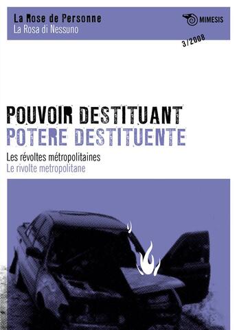 Couverture du livre « Pouvoir destituant les revoltes metropolitaines » de  aux éditions Mimesis