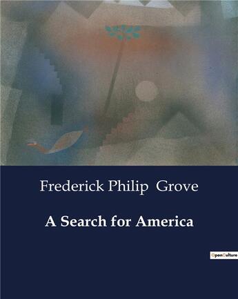 Couverture du livre « A Search for America » de Grove F P. aux éditions Culturea