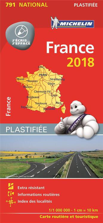 Couverture du livre « Carte nationale 791 france 2018 - plastifiee » de Collectif Michelin aux éditions Michelin