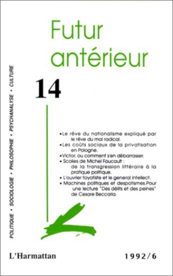 Couverture du livre « Futur anterieur 14 - vol14 » de  aux éditions L'harmattan