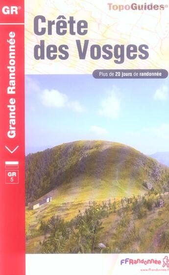 Couverture du livre « Crête des Vosges ; 67-68-90-25-GR5-GR53-502 » de  aux éditions Ffrp