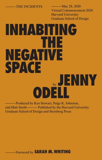 Couverture du livre « Inhabiting the negative space » de Jenny Odell aux éditions Sternberg Press