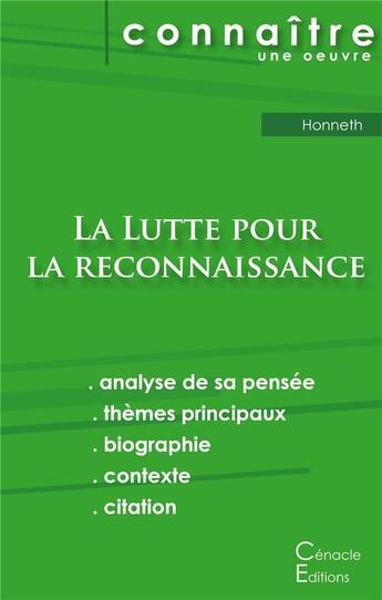 Couverture du livre « La lutte pour la reconnaissance, d'Axel Honneth » de  aux éditions Editions Du Cenacle