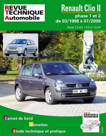 Couverture du livre « Rta 118.2 renault clio 2 phase 1 et 2 diesel » de Etai aux éditions Etai