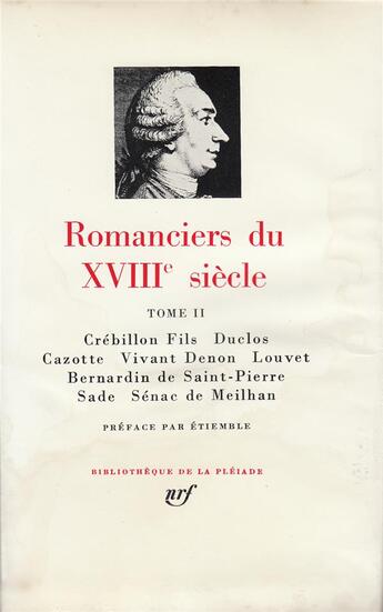 Couverture du livre « Romanciers du XVIII? siècle (Tome 2) » de Collectifs aux éditions Gallimard