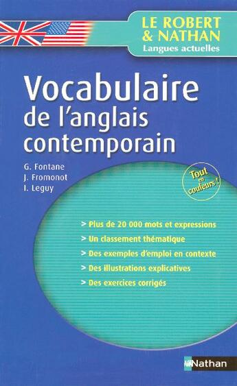 Couverture du livre « Vocabulaire de l'anglais contemporain » de Gilbert Fontane et J Fromonot et I Leguy aux éditions Nathan