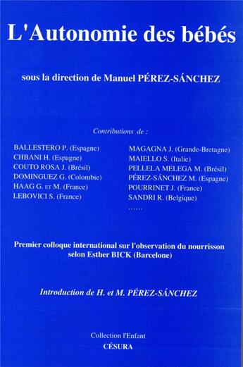 Couverture du livre « L'autonomie des bebes » de  aux éditions Cesura