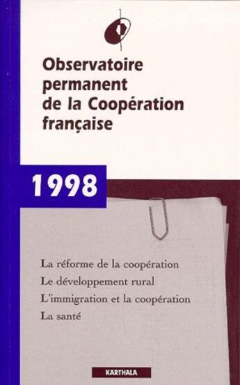 Couverture du livre « Rapport 1998 » de Opcf aux éditions Karthala