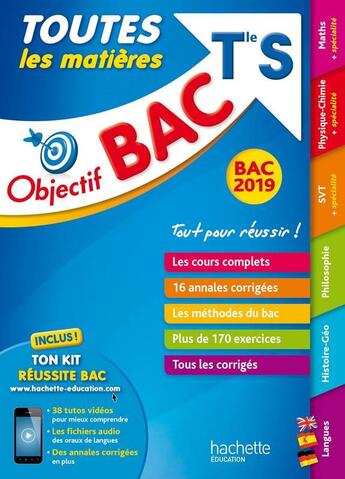 Couverture du livre « Objectif bac 2019 toutes les matieres tle s » de Veyrier-Milan V. aux éditions Hachette Education