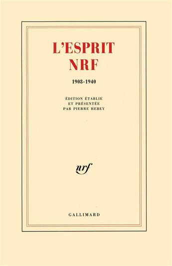 Couverture du livre « L'esprit nrf - (1908-1940) » de  aux éditions Gallimard