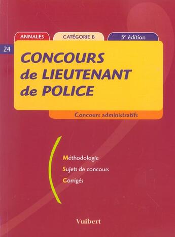 Couverture du livre « Le Concours De Lieutenant De Police ; Categorie B » de Pavy aux éditions Vuibert