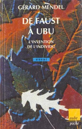 Couverture du livre « De faust a ubu » de Mendel aux éditions Editions De L'aube