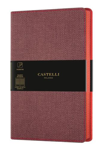 Couverture du livre « Carnet harris grand format quadrillé maple red » de  aux éditions Castelli Milano