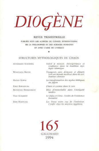 Couverture du livre « Diogene 165 » de Collectif Gallimard aux éditions Gallimard