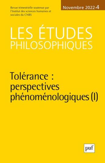 Couverture du livre « Etudes philosophiques 2022, n.4 » de  aux éditions Puf