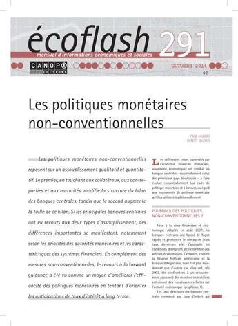 Couverture du livre « Ecoflash 291 : Les Politiques Monetaires Non-Conventionnelles » de Hubert Usciati aux éditions Canope Cndp